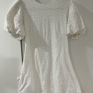 Free People White Eyelet Puff Sleeve Dress